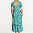 thumbnail image 6 of gljltg Women's Casual Flower Print Tiered Maxi Dress with Pockets, Polyester Spandex Lightweight Breathable Summer Winter, Beach Travel Work Party Outfit, Easy Care Washable, 6 of 6