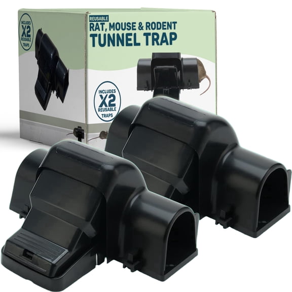 W4W Dual Entry Rat Trap - Enclosed Tunnel Helps Reduce Accidental Triggering, Guides Rats, Mice & Chipmunks - Quick-Kill Snap Design - Hides Catch for Easy Disposal - Indoor/Outdoor - Reusable-2 Pack
