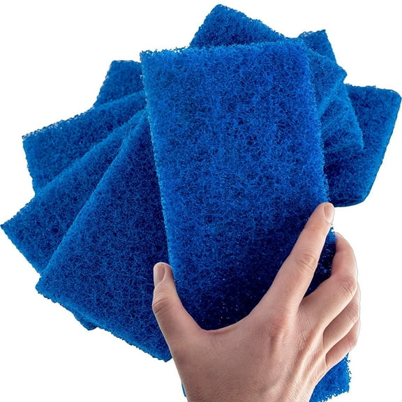 Mop Mob 10" x 4.5" Blue Medium-Duty Nylon Scouring Pad, 5 Pack