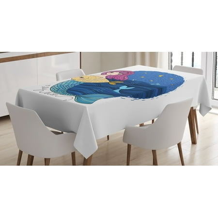 

Ambesonne Fantasy Tablecloth Rectangular Table Cover Mermaid Fish Night Sea 60 x84 Multicolor
