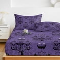 thumbnail image 6 of Twin Sze Fitted Sheet Set - Halloween 2 Piece Bedding Sets 16" Deep Pocket Fitted Sheet with 1 Pillowcase, Purple Black Haunted Ghost Fall Autumn Brushed Microfiber Hotel Luxury Bed Sheets, 6 of 9