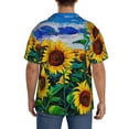 thumbnail image 3 of Lsque Landscape With Sunflowers print Men's Cuban Collar Short Sleeve Shirt Summer Beachwear Casual Button Down Fashionable Vacation Leisure Shirt-X-Large, 3 of 7