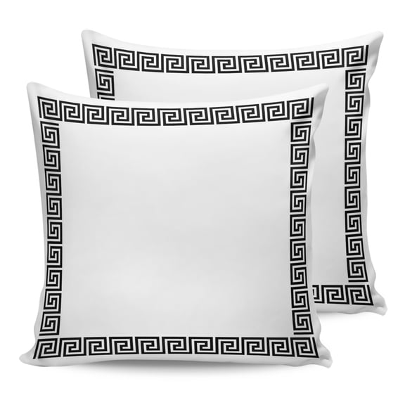 Pillow Covers 24x24 Set of 2, Black Geometric Throw Pillow Covers Decorative Couch Cushion Cover, Modern Abstract Art Key Greek Design Microfiber Soft Square Pillowcases for Bedroom Living Room Sofa