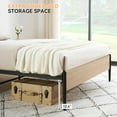 thumbnail image 3 of Eastvita Full Boho Bed Frame with Rattan Headboard & Wood Footboard, Underbed Storage, Noise-Free, 3 of 7