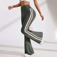 thumbnail image 2 of Htigea Womens Yoga Workout Pants High Waist Tummy Control Bootcut Leggings Side Striped Slim Fit Flared Pant Gray S, 2 of 9