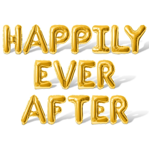 Letter Balloons - HAPPILY EVER AFTER 16" Inch Alphabet Letters Foil Mylar Balloon Bachelorette Party Banner (Gold)