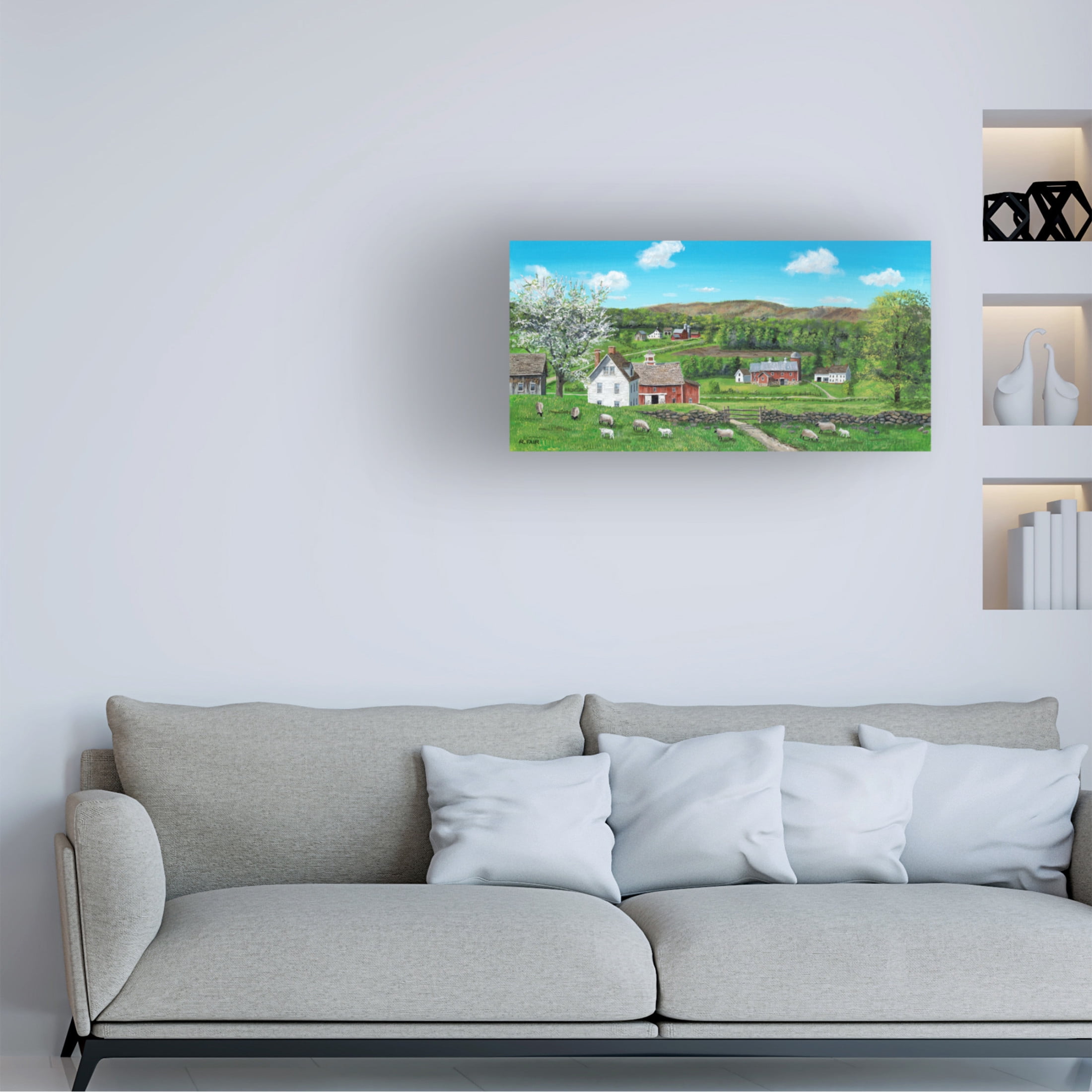 Canvas Wall Art - Bob Fair 'Spring Greens' Wall Art for Living Room, Bedroom, or Office Décor by Trademark Fine Art - 19 x 10 Inches