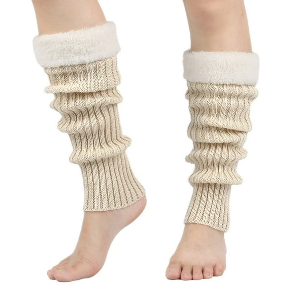 Tittly Slouch Socks Socks for Women Women's Winter Color Blocked Knitted Sock Hairy Warm Leg Stacked Socks Christmas Warm Foot Cute Socks Hats for Men Beige One Size