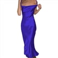 thumbnail image 2 of Vestido Midi de Satén y Seda con Tirantes Finos para Mujer, con Cuello Vuelto, para Fiesta, Cóctel o Noche. Azul M, 2 of 8