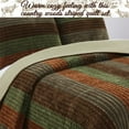 thumbnail image 4 of Cozy Line Home Fashions Rhett Brun Foncé Vert Sauge Audacieux Rayé Velours Réversible Courtepointe Ensemble de Literie, Couvre-Lit, Ensemble de Dessus-de-Lit (Brun/sauge, Très Grand - 3 Pcs), 4 of 4