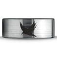 thumbnail image 2 of Tungsten Bird Flying Spreading Wings Aves Band Ring 8mm Men Women Comfort Fit Brushed Gray Flat Cut Black Polished, 2 of 4
