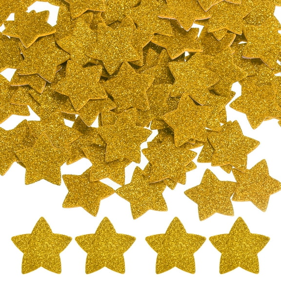 1"x1" Star Foam Stickers, 120Pcs EVA Self Adhesive Glitters Foam Shape Sticker Craft Supplies for Scrapbook Card DIY Making Home Decor, Golden