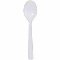 EcoQuality Disposable Plastic White Soupspoon - Great for Party, Soups, Kitchen, Office, Togo, Lunch, Cafeterias, Restaurants (48)