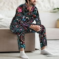 thumbnail image 7 of Naloa Paisley Men’s Pajamas Set - Long Sleeve Button Down Sleep Shirt and Pajama Bottoms Sleepwear Set-Medium, 7 of 7