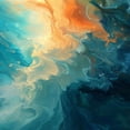 thumbnail image 6 of PIKWEEK Full Width Single-Sided Printing Gold and Blue Abstract Art Round Tablecloth White, 6 of 8