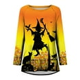 thumbnail image 4 of Costumes d'Halloween pour Femmes 2023 T-Shirt Col Rond Imprimé Halloween Manches Courtes T-Shirt Blouse Hauts Chemises Grande Taille pour Femmes en Liquidation, 4 of 5