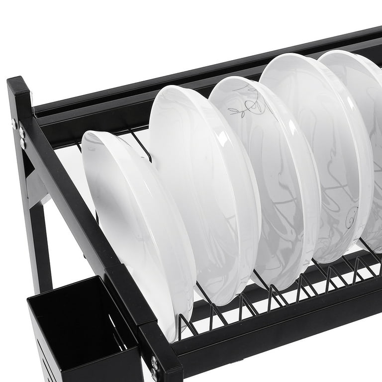 Dish Drying Rack, ZRSDIXKI Dish Rack Drain Set with Utensil Cups