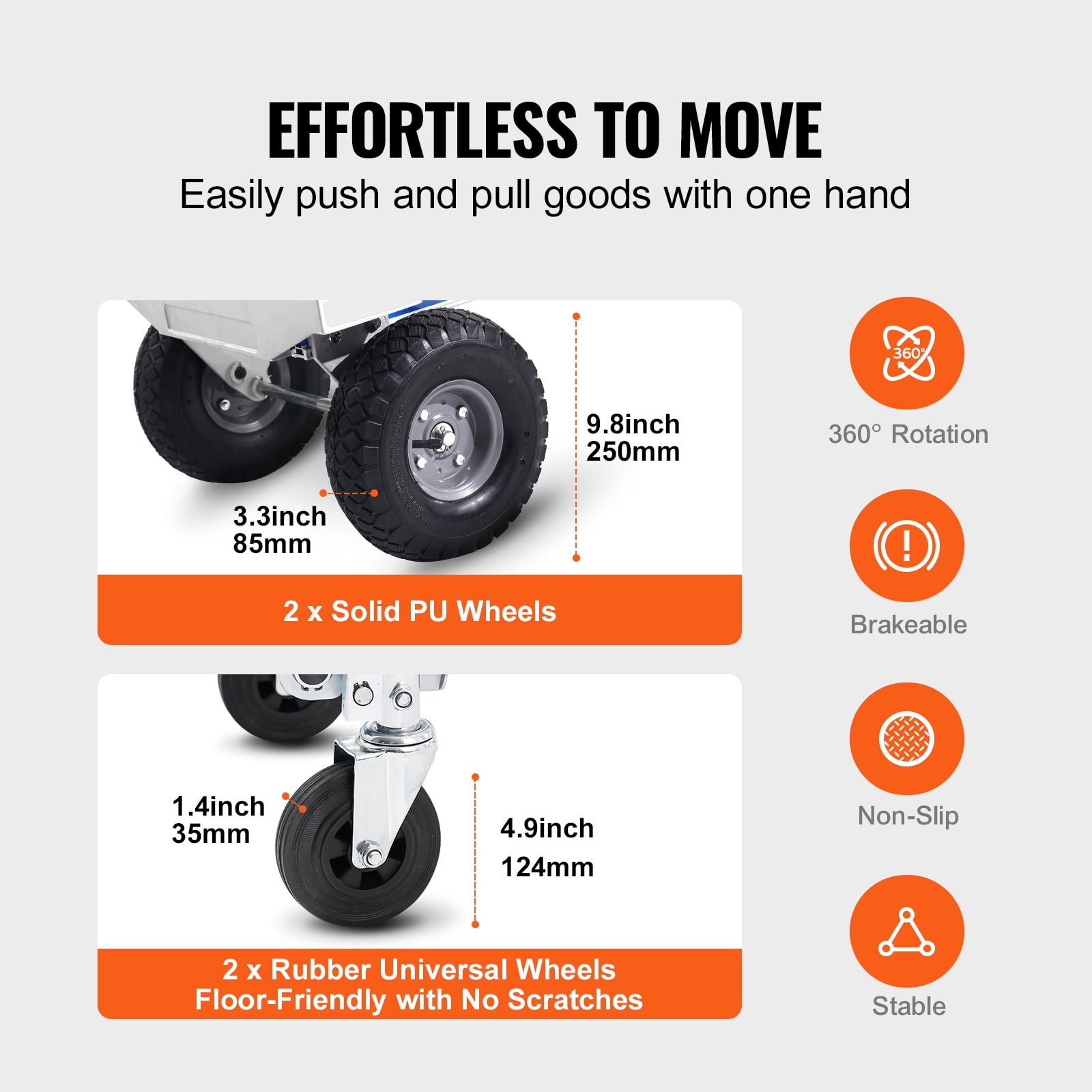 KFFKFF Aluminum Hand Truck, Dual-Function, 800 lbs Capacity, Robust Industrial Foldable Hand Truck and Dolly, Versatile Cart Transforms from Hand Truck to Platform Cart, Equipped with Rubber Wheels