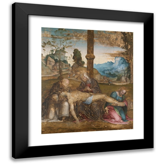 Giovanni di Lorenzo Larciani 12x14 Black Modern Framed Museum Art Print Titled - Pieta (ca. 1520)