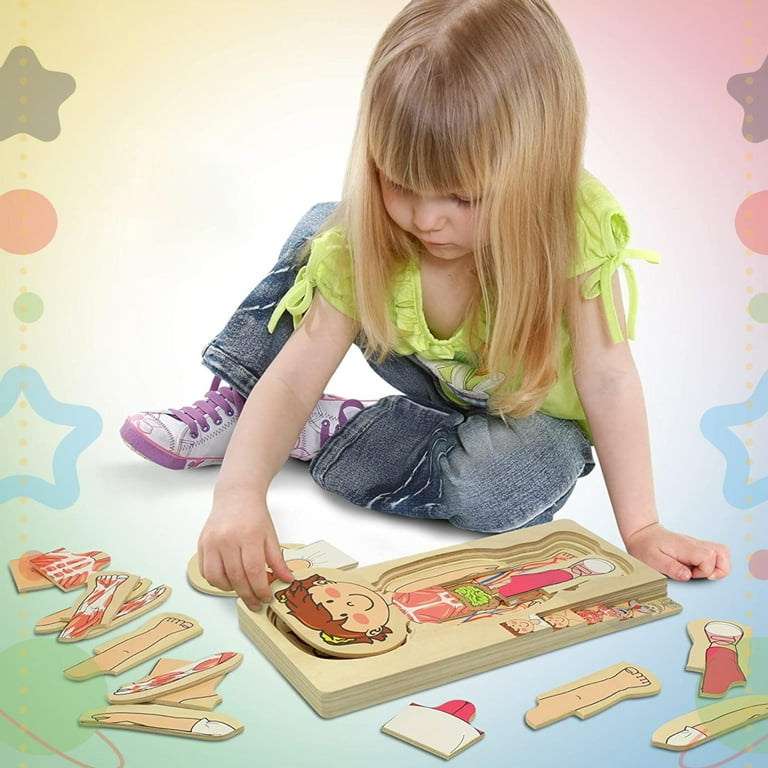 Kidzlane STEM Human Science Toy: Wooden Body Puzzle for