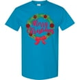 thumbnail image 3 of Inktastic Merry Christmas Wreath with Red Bow and Ornaments T-Shirt, 3 of 5