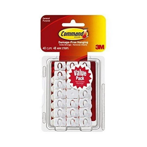 Command Door Decorating Clips, White - Pack of 40