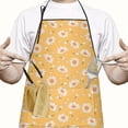thumbnail image 2 of Yellow Daisy Flower Retro Pattern Apron-Garden Aprons for Women with Pockets-Cotton Linen Waterproof Kitchen Cooking Gardening Aprons Adjustable for Kitchen,Cooking,BBQ and Salon 33x27 Inch, 2 of 7