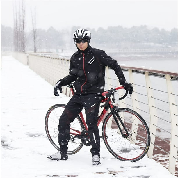 FFIY Winter Cycling Pants Warm Ergonomics Men's Windproof Thermal Bicycling  Pants Black