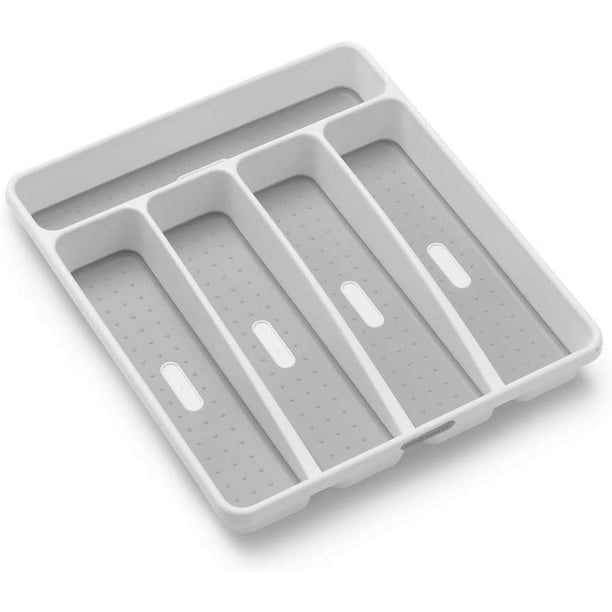 Bandeja pequeña clásica para cubiertos, 5 compartimentos, íconos que ayudan a clasificar cubiertos, utensilios y cubiertos, forro de agarre suave y pies antideslizantes, sin BPA Xemadio WMSS-206