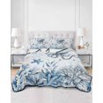 thumbnail image 2 of Quilts Twin-XL Size Bedding Set, Blue Coastal Octopus Lightweight Quilted Comforter, Summer Ocean Sea Coral Shells Texture Soft Bedspread Coverlet with Pillow Covers for All Season, 68" x 98", 2 of 7