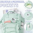thumbnail image 3 of 4PCS Backpack with Lunch Box, Pencil Case & Earphone Bag, Waterproof Casual Daypack for Travel, Black, 3 of 9