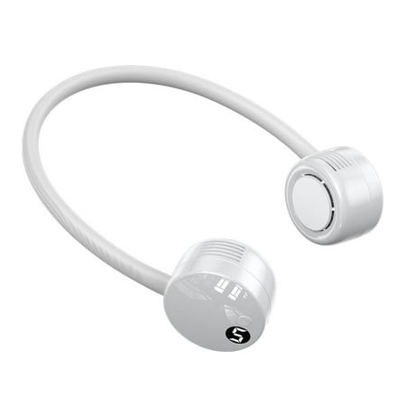 

Summer Air Cooling Neckband Digital Display Sports Running 3800mAh USB Rechargeable Hanging Neck Fan Bladeless WHITE