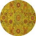 thumbnail image 1 of Ahgly Company Machine Washable Indoor Round Abstract Yellow Modern Area Rugs, 3' Round, 1 of 4