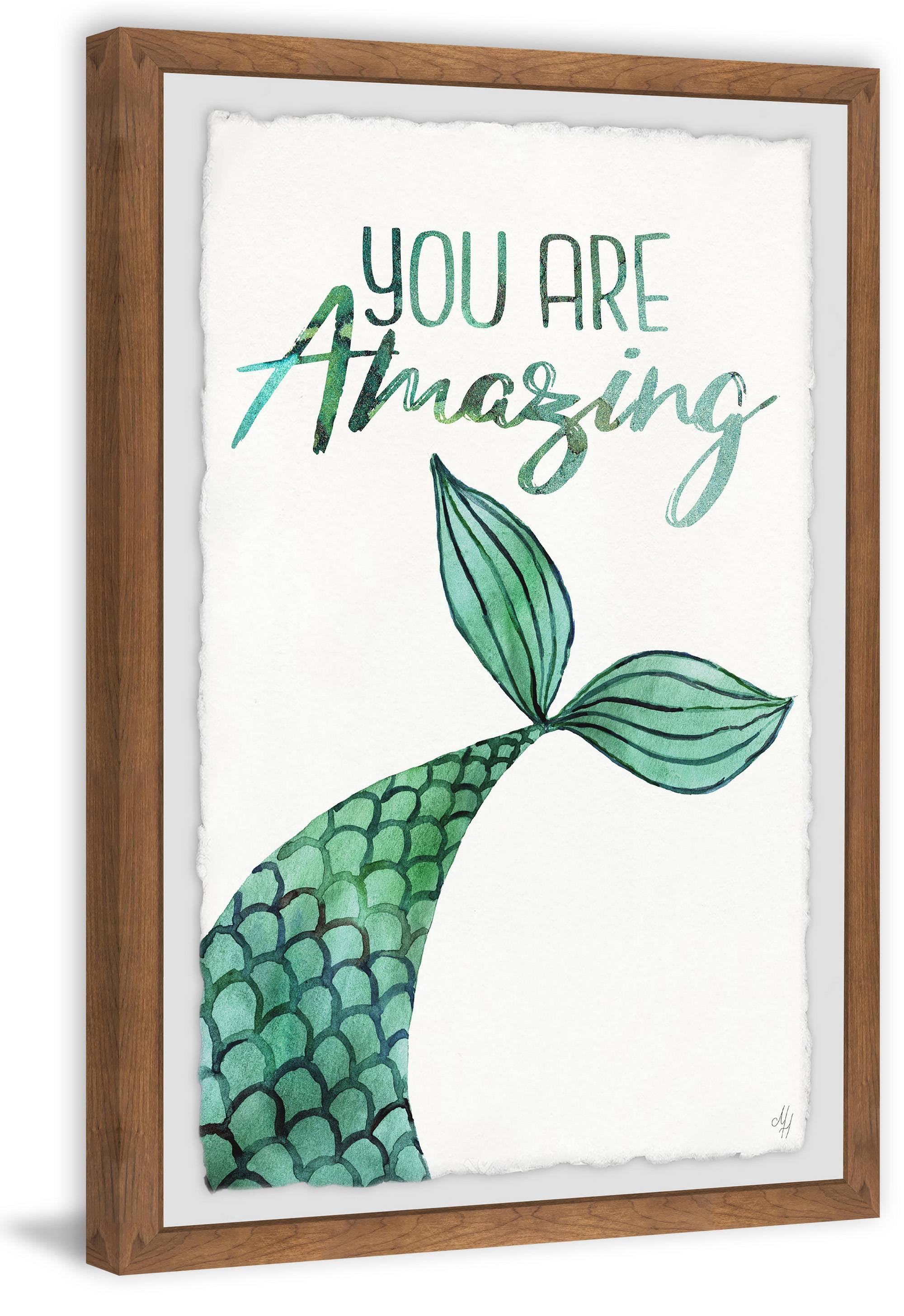 Marmont Hill Amazing Mermaid Tail Framed Wall Art, 20.00" x 1.50"