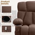 thumbnail image 5 of JMYMRY Soft Fabric Massage Heating Swivel Recliner Chair with USB Port, 4 Storage Pockets & 2 Cup Holders for Living Room,Brown, 5 of 10