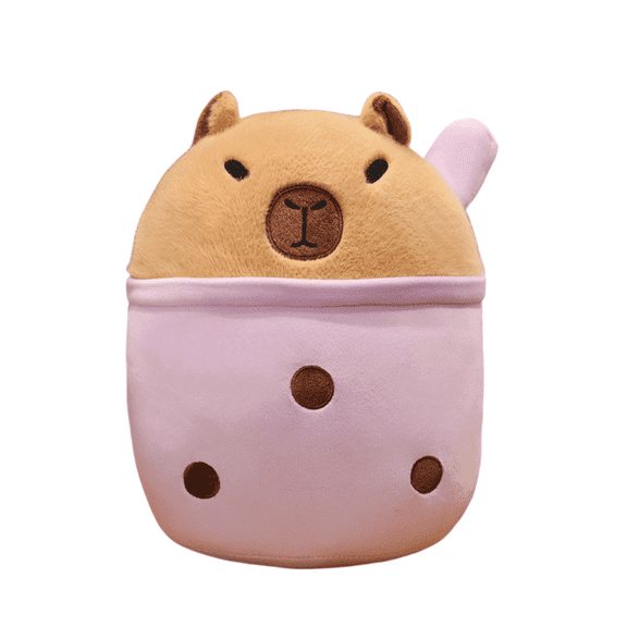 Kawaii Kapibala Milk Tea Stuffed Plush Toy Pillow - Dolphin Plush Animal Doll-Girlfriend Furniture Decor, Festival Celebration Gift