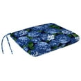 thumbnail image 2 of Jordan Manufacturing 16" x 16" Hydrangea Midnight Navy Floral Square Outdoor Chair Pad Seat Cushion with Ties (2 Pack), 2 of 10
