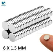 Deago 30 Pcs Neodymium Rare Earth Super Magnets Small Round Office Refrigerator Tiny Magnets For Hobby Crafts Home Model Fridge Whiteboard Map Part 6 x 1.5MM(0.24"D*0.06"H)