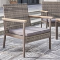 thumbnail image 4 of Evelyn 4-Piece All-Weather Outdoor Resin Wicker Mixed Acacia Wood Lounge Sofa Set in Grey with Cushion, 4 of 7