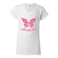 thumbnail image 2 of Wild Bobby, Pink Ribbon Heart, Breast Cancer Awareness, Women Standard V-Neck Tee, White, Medium, 2 of 5