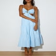 thumbnail image 2 of Women‘s Midi Cami Dress Solid Spaghetti Strap V-Neck Flowy Dress, 2 of 7