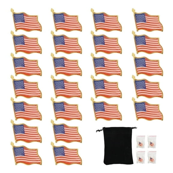 HUIANER 36Pcs American Flag Lapel Pins 0.75 x 0.71 Inches USA Metal Enamel Waving Flag Pins US Patriotic Badge
