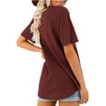 thumbnail image 5 of Fancyglim Women's Short Sleeve T Shirts Casual Button V Neck Tunics Burgundy M, 5 of 6