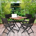 thumbnail image 3 of Costway 5PCS Outdoor Folding Patio Dining Set 4 Deck Sling Back Rattan Chairs Table, 3 of 10