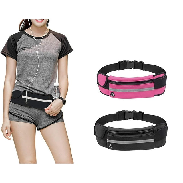 Cangurera Deportiva Riñonera Reflectante Unisex Negra con Correa Ajustable para Running y Seguridad