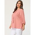 thumbnail image 4 of Women's Plus Size Work Round Neck Ruffle Chiffon Blouse Top Pink 2X, 4 of 6