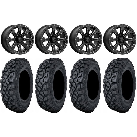 MSA Bounty 14" Wheels Black 28" Klever X/T Tires Yamaha Viking Wolverine YXZ1000R CFMoto ZForce 950 UForce 1000