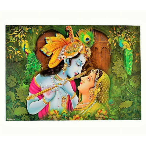 Bm Traders Modern Art Radha Krishna Wall Poster Print Without Frame (20 X 28 Inches) OR (50.80 Cm X 71.12 Cm) Religious Gifting