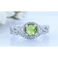 thumbnail image 2 of Gems Jewels 14K White Gold Plated 925 Sterling Silver 2.50 Ct Round Cut Green Peridot Engagement Wedding Christmas Thanksgiving Bridal Ring Set For Women's -4.5, 2 of 3