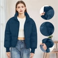 thumbnail image 6 of Women'S Winter Cropped Puffer Jacket Coat Short Warm Quilted Jacket Blue XS, 6 of 8